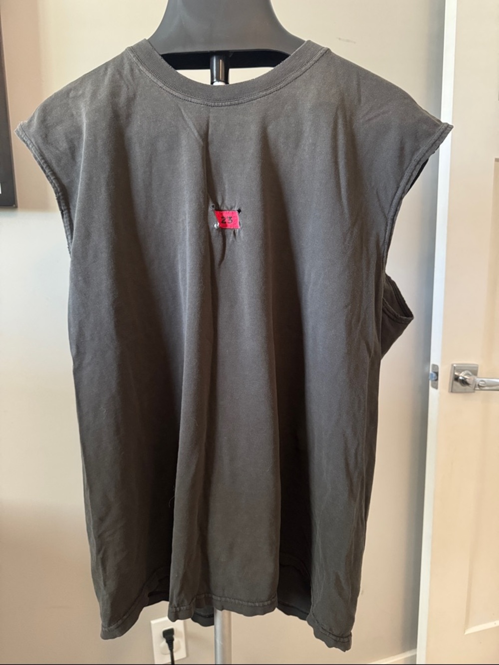 Distressed Vintage Jordan Nike Sleeveless Muscle Tee with Small Red Patch